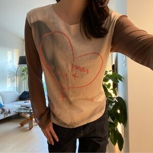 OPEN YY Semi-Transparent Sleeve Long Sleeve Tee